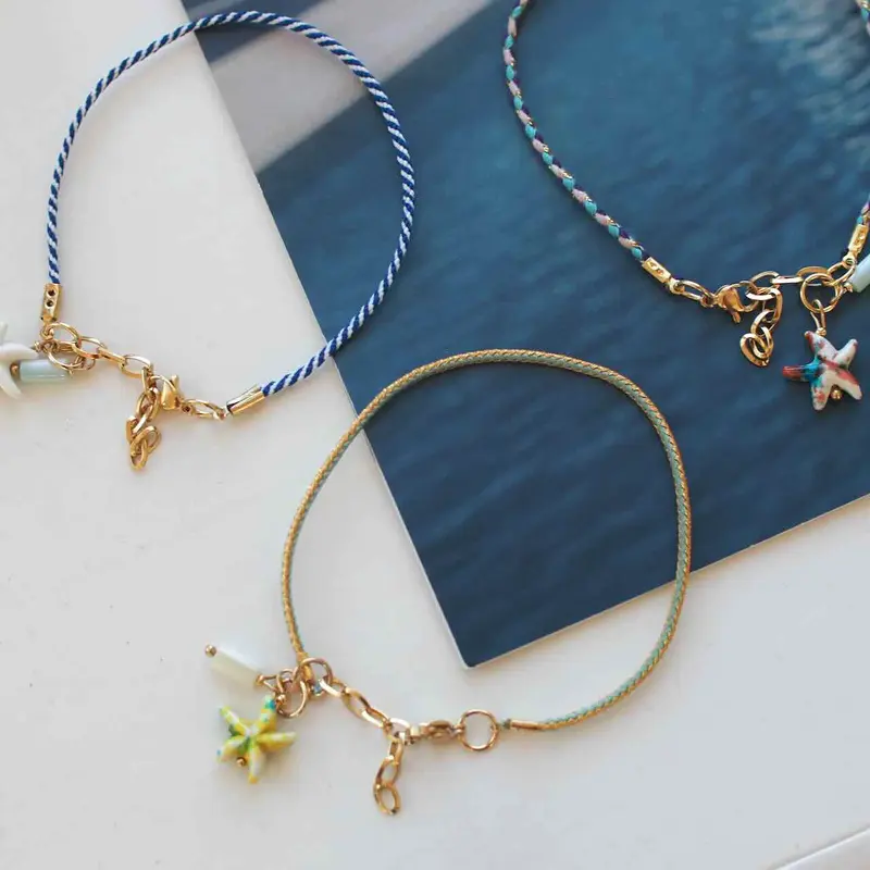 widaro enkelbandjes cord blue/green