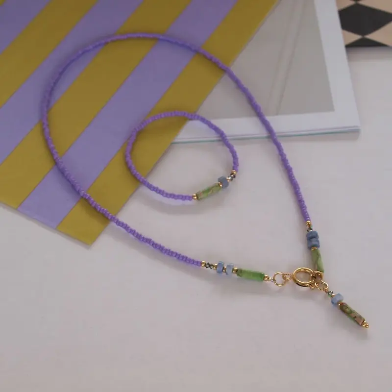 Widaro halflange ketting/armband green touch of purple