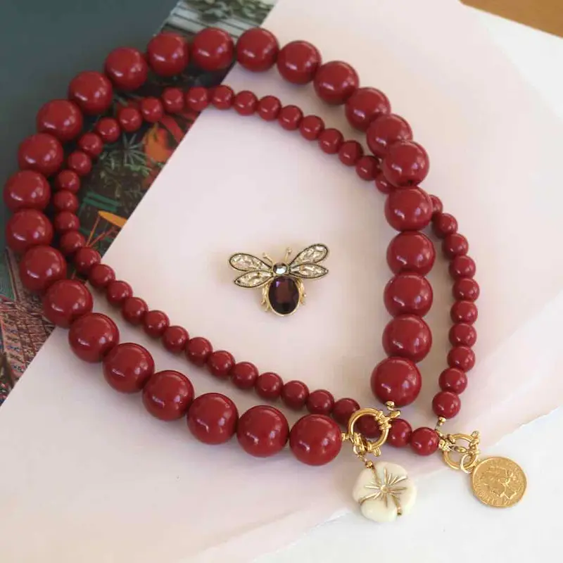 widaro ketting big round wine red (kies je grootte)