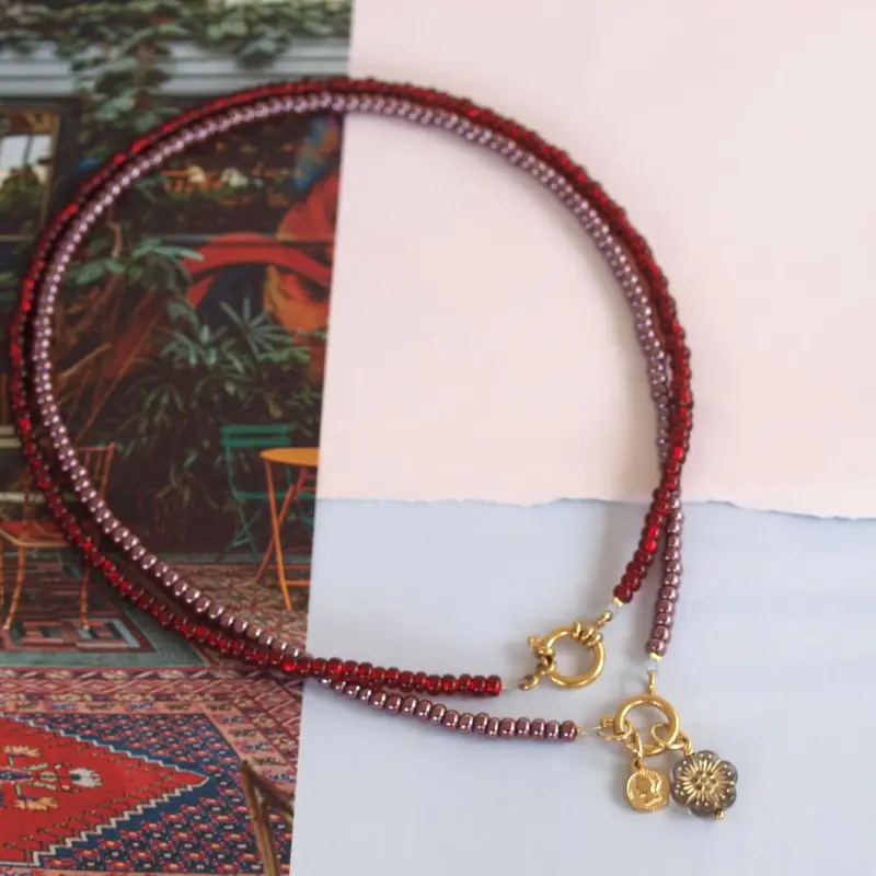 widaro ketting bordeaux purple/ silverlined red (kies je kleur)