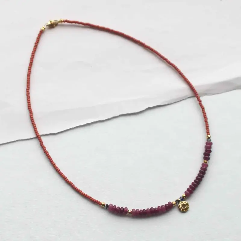 Widaro ketting burgundy brown charm
