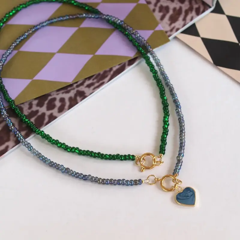 widaro ketting green/ blue shade beads (kies je kleur)