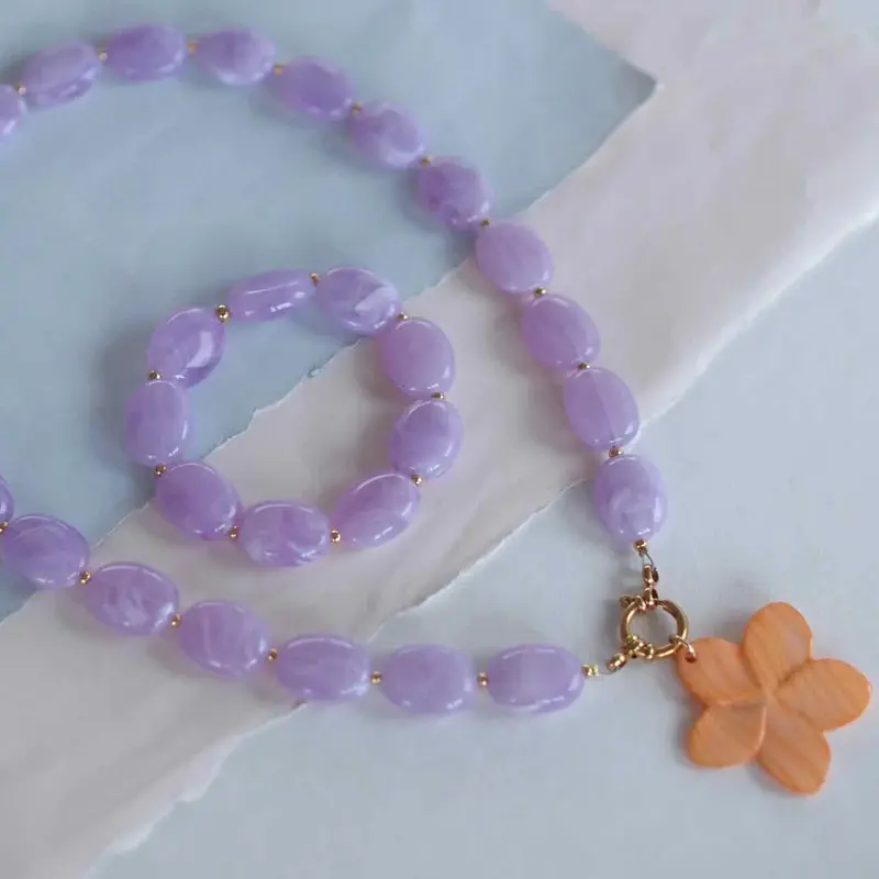 widaro ketting oval purple marble