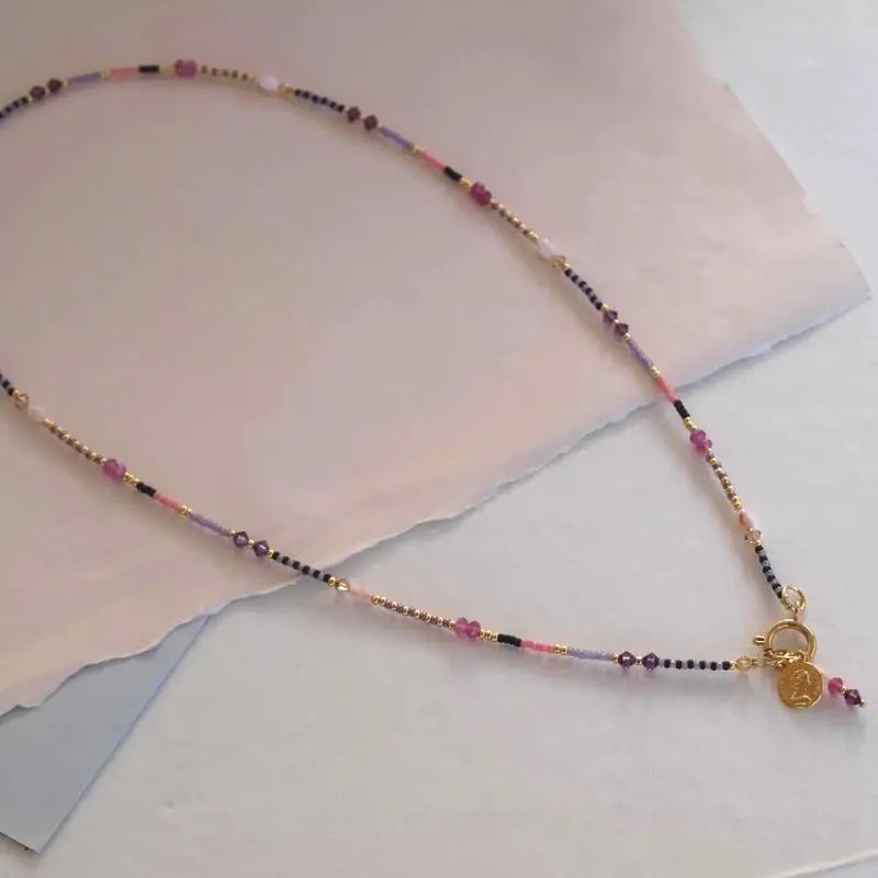 widaro lange ketting mix purple pink