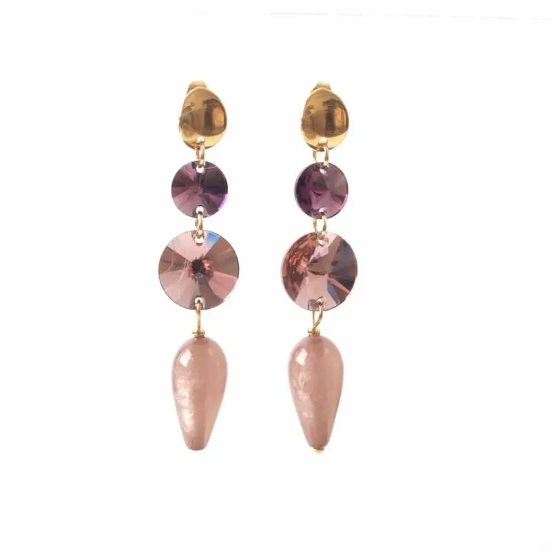 widaro oorbellen purple old pink drops