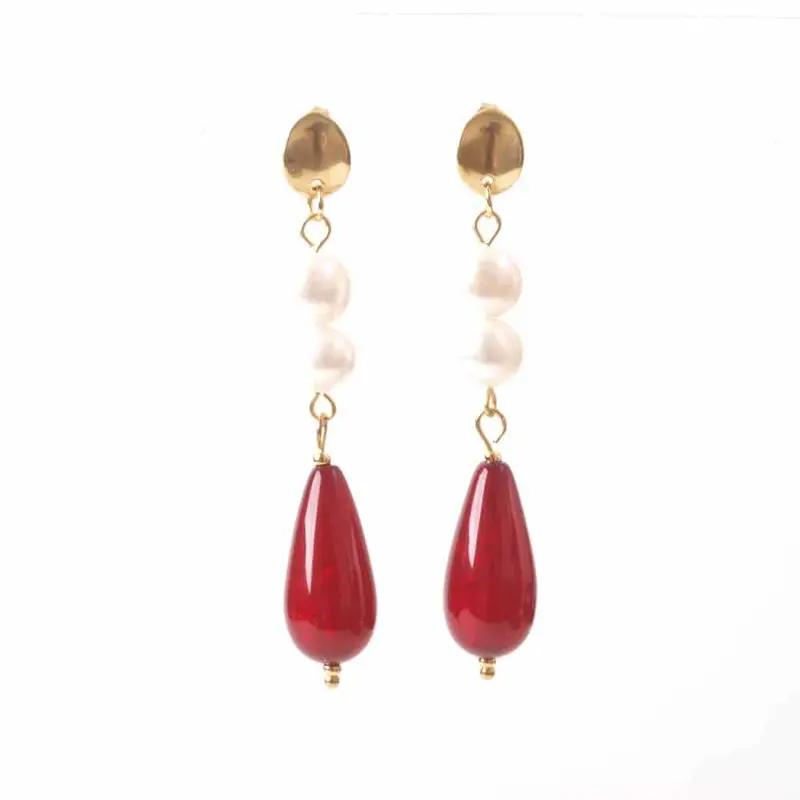 widaro oorbellen red white drops