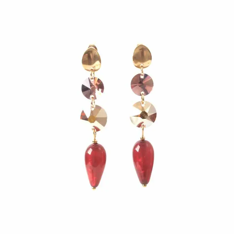 widaro oorbellen wine red drops