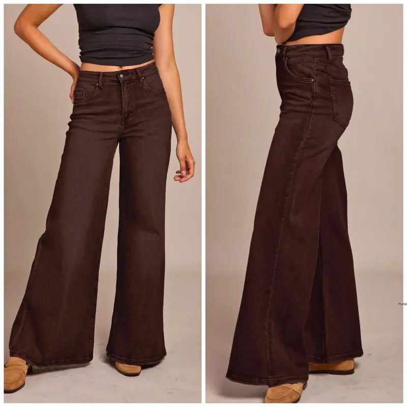 Wide Leg Jeans 21395 Donker Bruin
