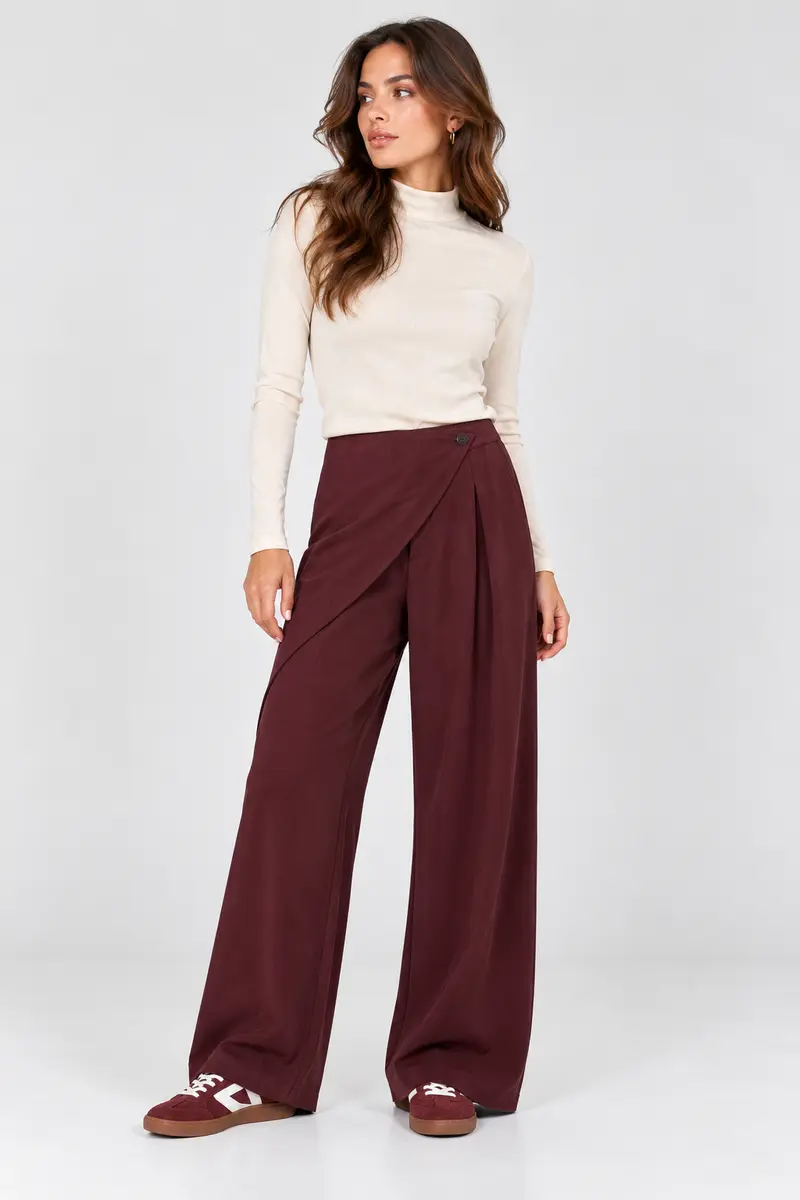 Wijde overslag pantalon bordeaux