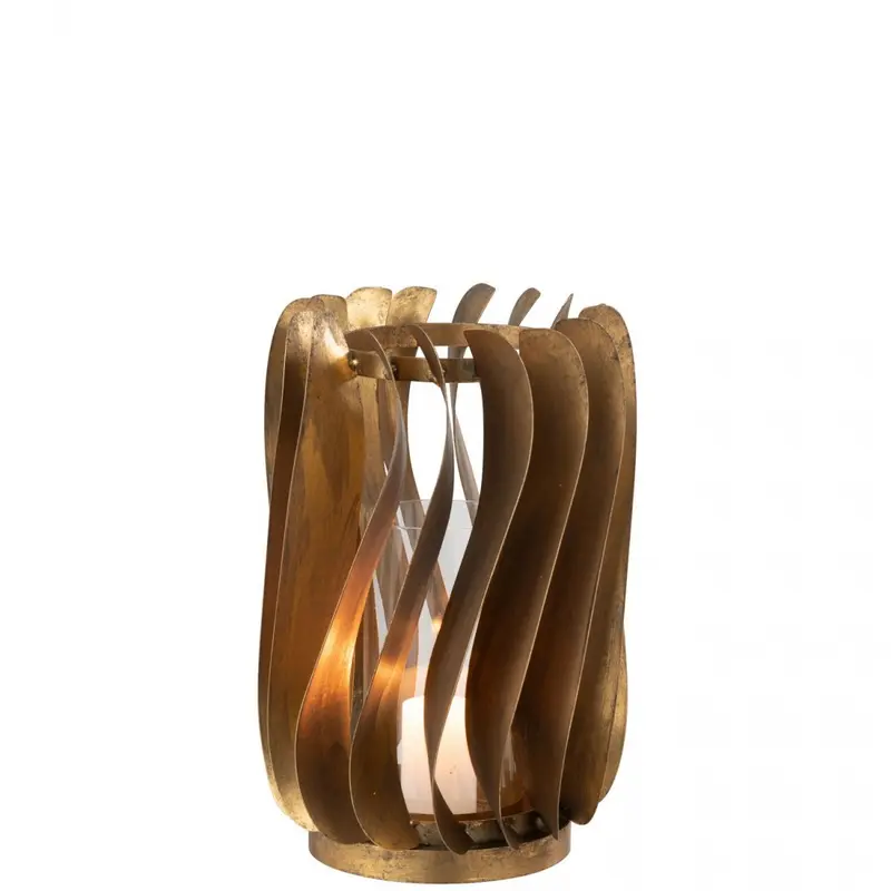 Windlicht Tina Ijzer/Fuweel Goud J-Line