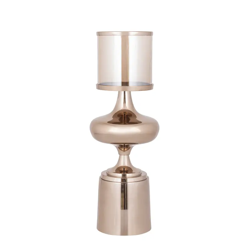 Windlicht Uvira Aluminium Amber Bruingoud Ø20cm x H56cm PTMD