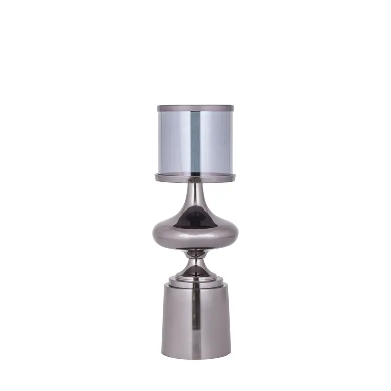 Windlicht Uvira Aluminium Grijs Gunmetal Ø15cm x H43cm PTMD