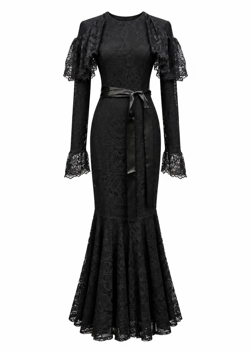 Witchwood Borden Lace Maxi Dress Black