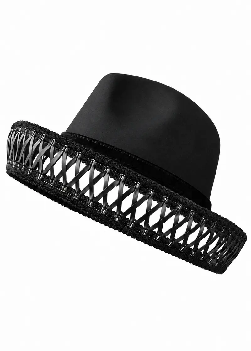 Witchwood Mourning Corset Vegan Felt Hat Black