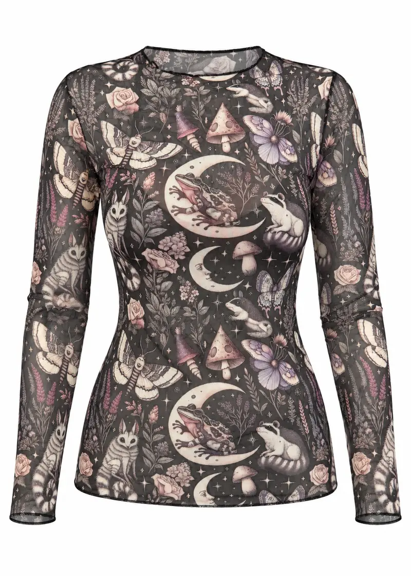 Witchwood Nighttime Creatures Mesh Top Black