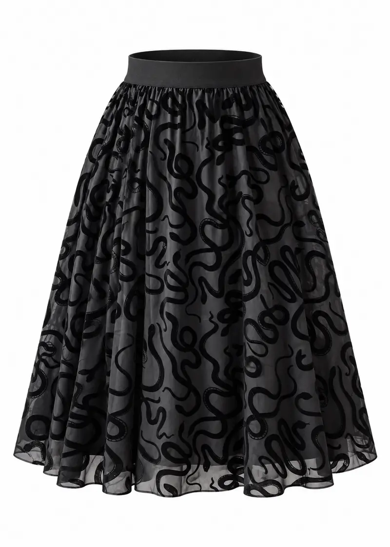 Witchwood Serpentine Snake Skirt Black