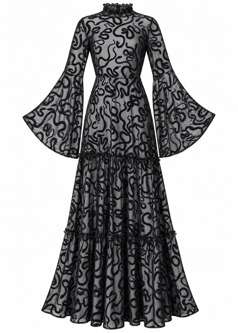 Witchwood Sloane Snake Maxi Dress Black
