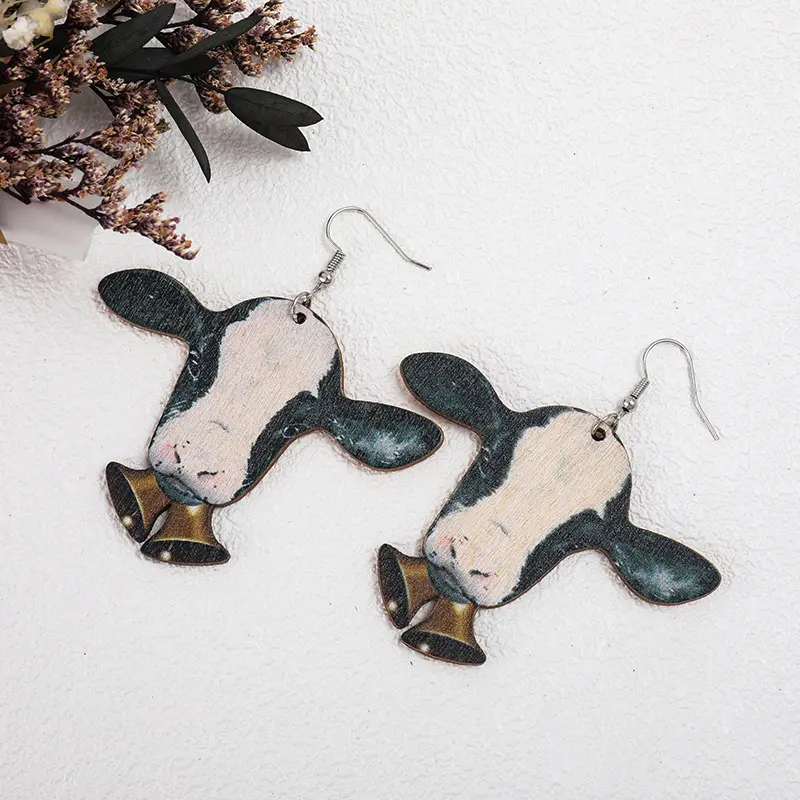 Wooden Cows Earrings