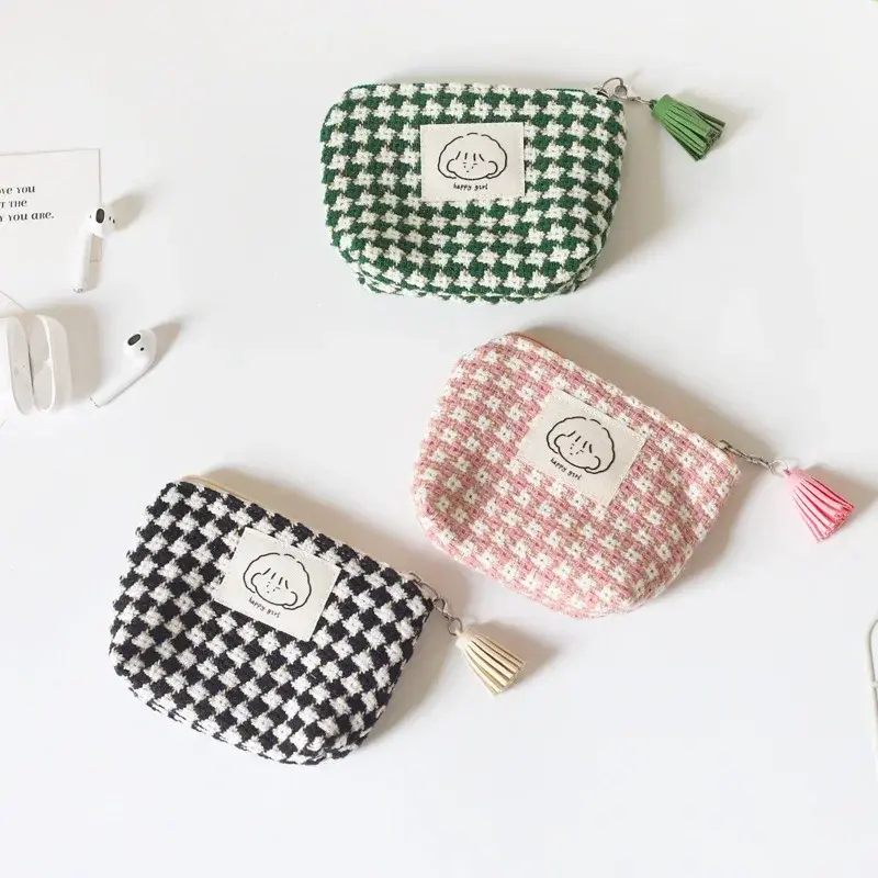 Woven Houndstooth Mini Pouch