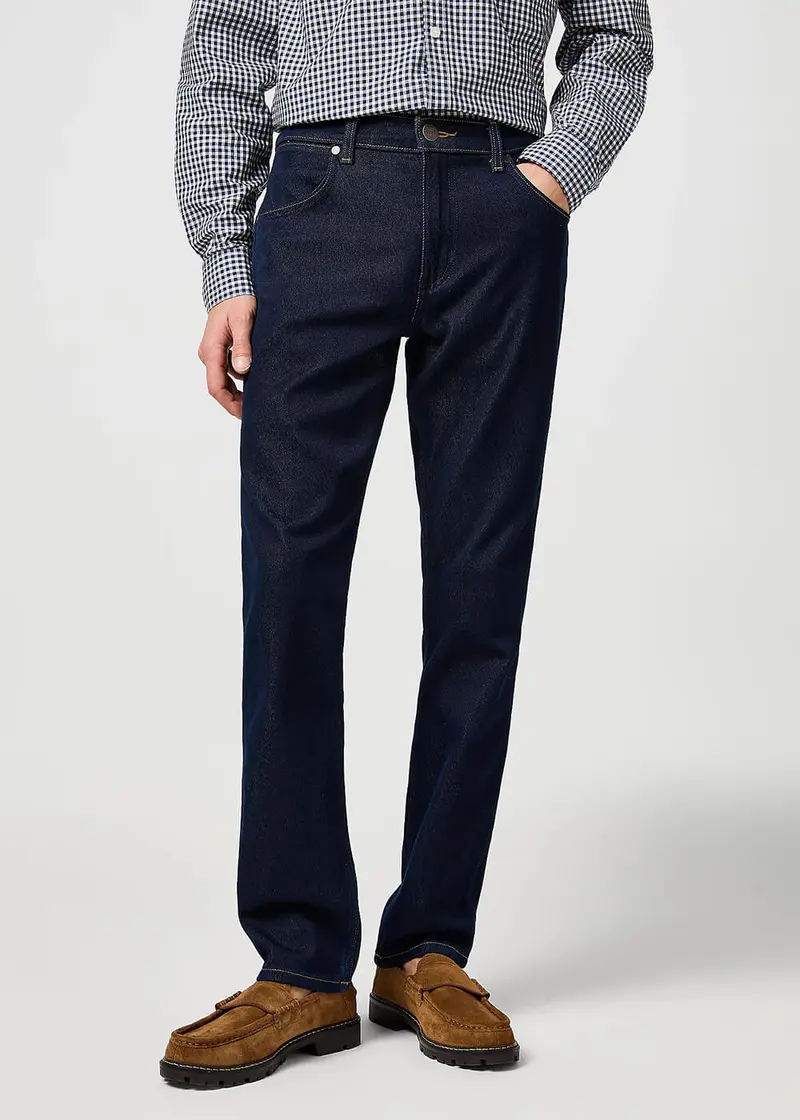 Wrangler Mens Greensboro Denim Jeans Moonlight Rinse Blue