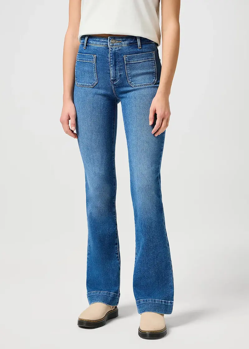 Wrangler Women Flare 70's Denim Jeans Raven Blue