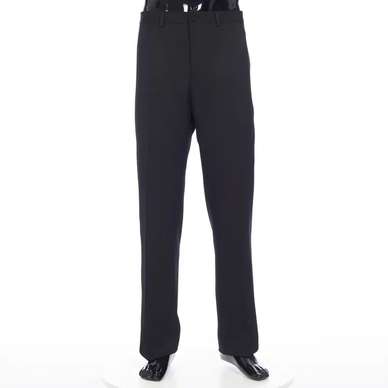 x PETER DOIG Dress Pants In Black Wool Twill With Satin Stripe