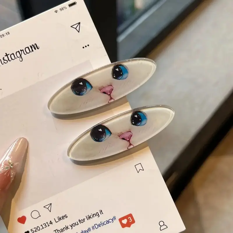 y2K Cat Face Acrylic Hair Claw Clip Sets