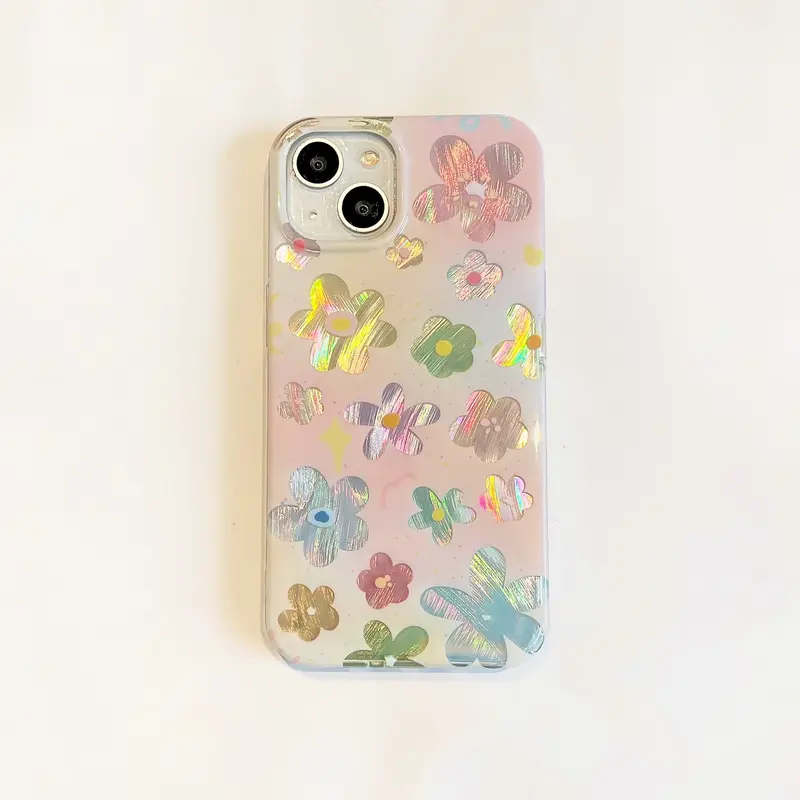 y2k Iridescent Flowers iPhone Case