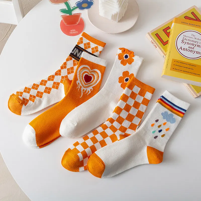 y2k Orange Crew Socks (5 Designs)