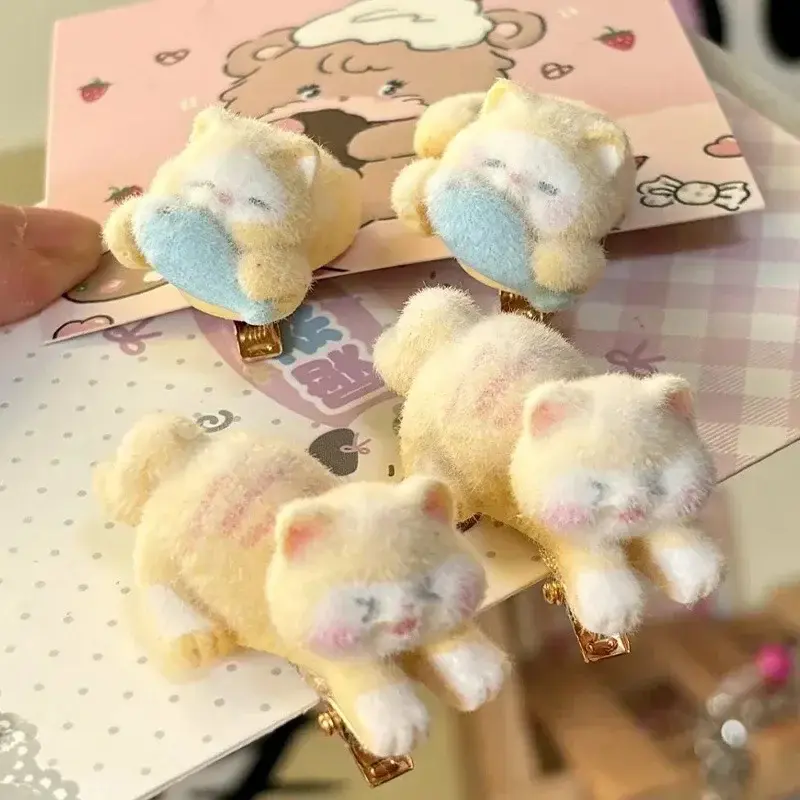 y2K Velvety Flocked Kitty Cat Acrylic Hair Clip