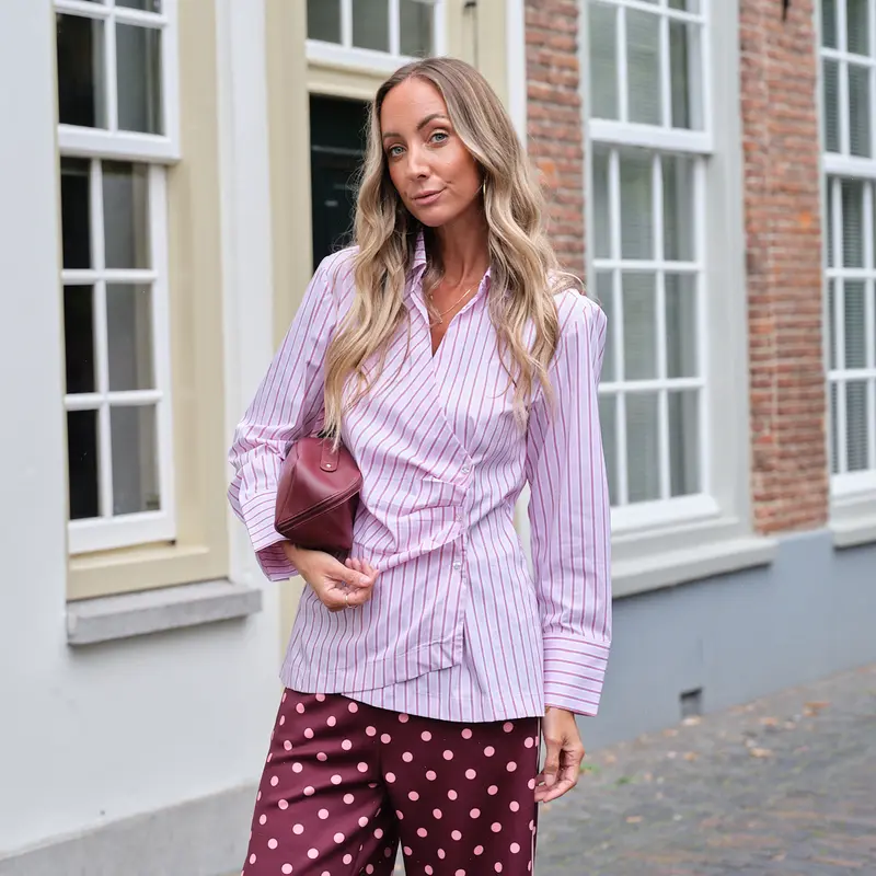 YAS Alisa long wrap blouse rose