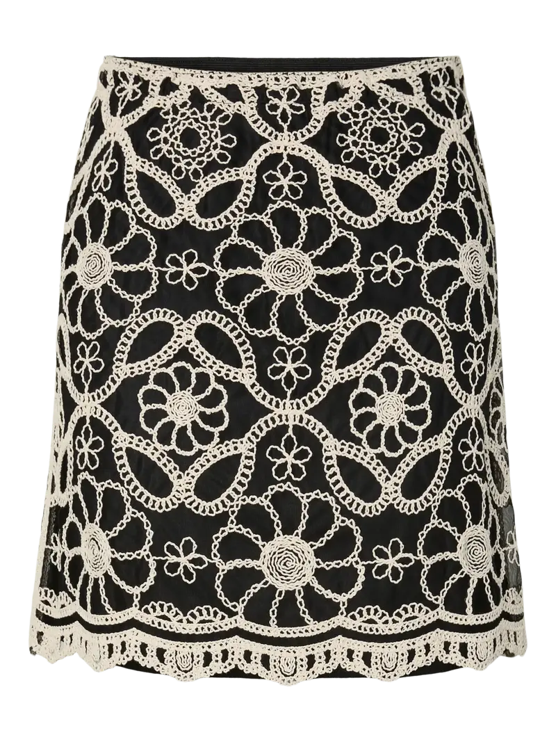 YAS Cilia crochet skirt black