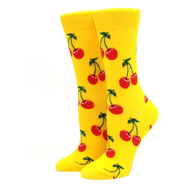 Yellow Cherry Crew Socks