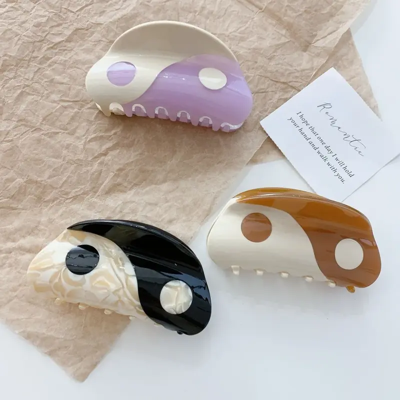 Yin and Yang Glossy Acrylic Hair Claw Clip (3 Colours)