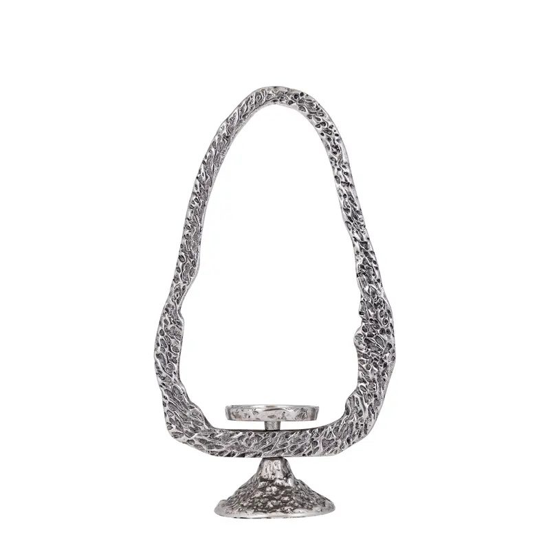 Yindee Gun Metal Casted Alu Oval Candle Holder L PTMD