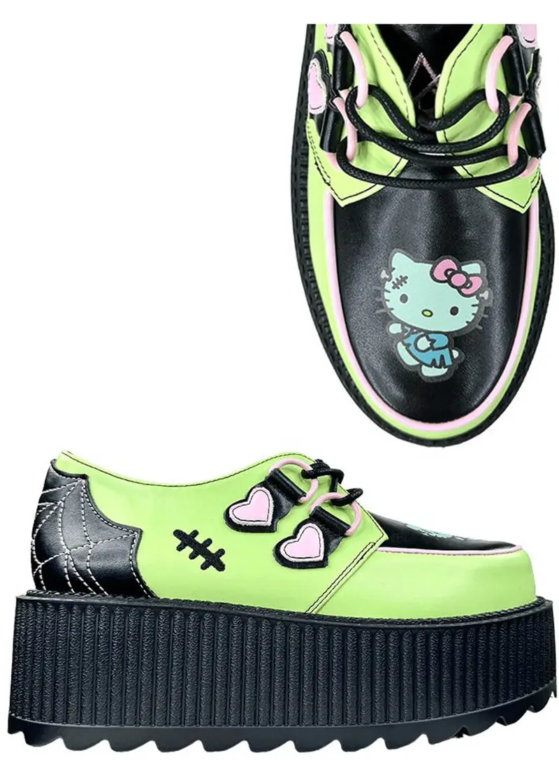 YRU Shoes x Hello Kitty Super Kreep Frankie Creepers Green