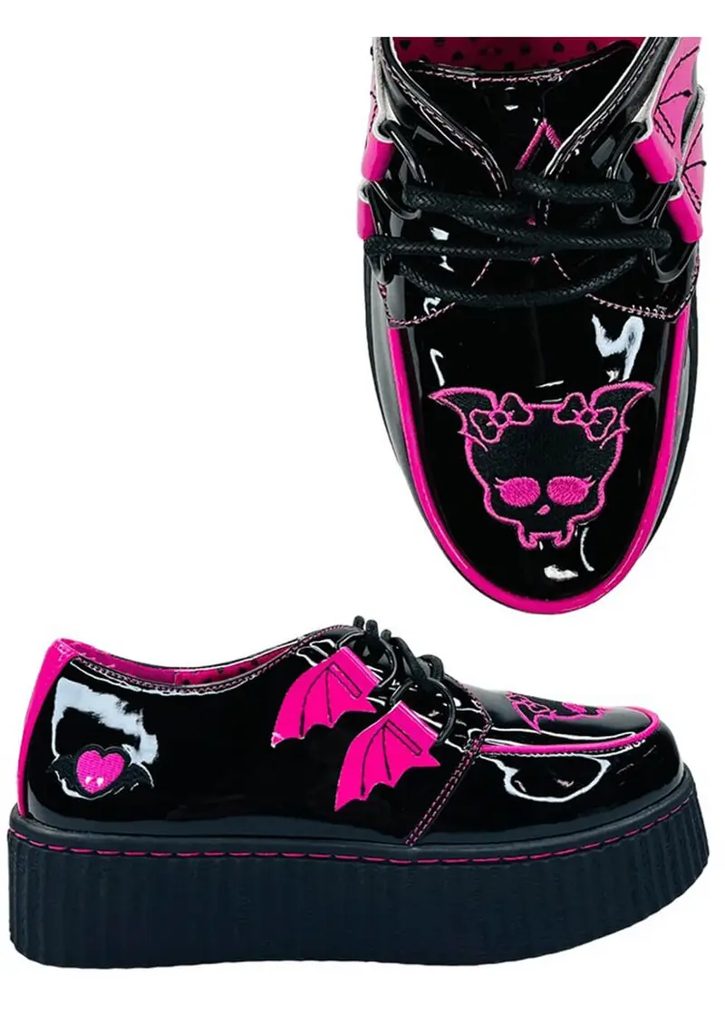 YRU Shoes x Monster High Creep Draculaura Creepers Black Pink