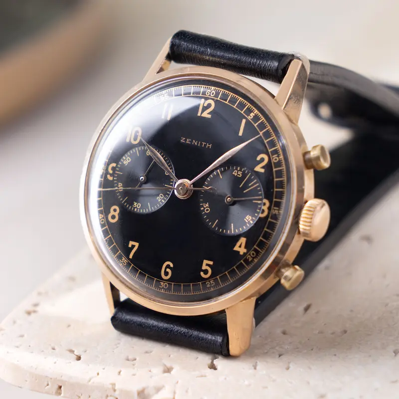 Zenith Chronograph 18 Karat Roségold mit Militär Provenance