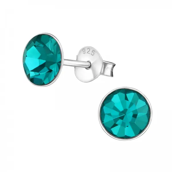 Zilveren oorknop, Blue Zircon Swarovski kristal (3-8MM)