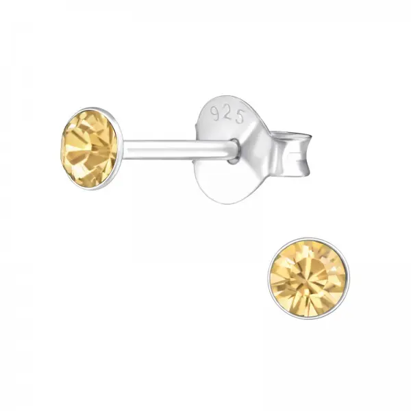 Zilveren oorknop, Light Colorade Topaz Swarovski kristal (3-8MM)