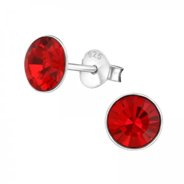 Zilveren oorknop, Light Siam Swarovski kristal (3-8MM)