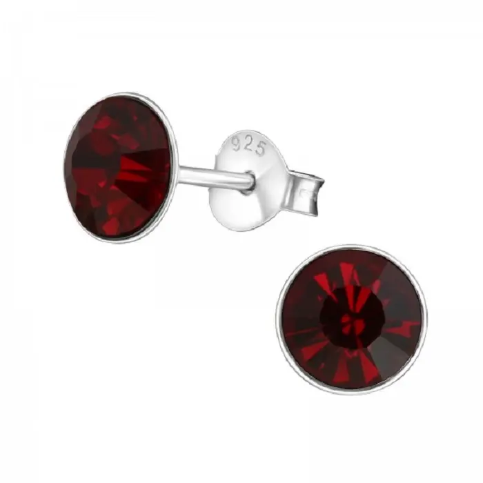Zilveren oorknop, Siam Swarovski kristal (3-8MM)