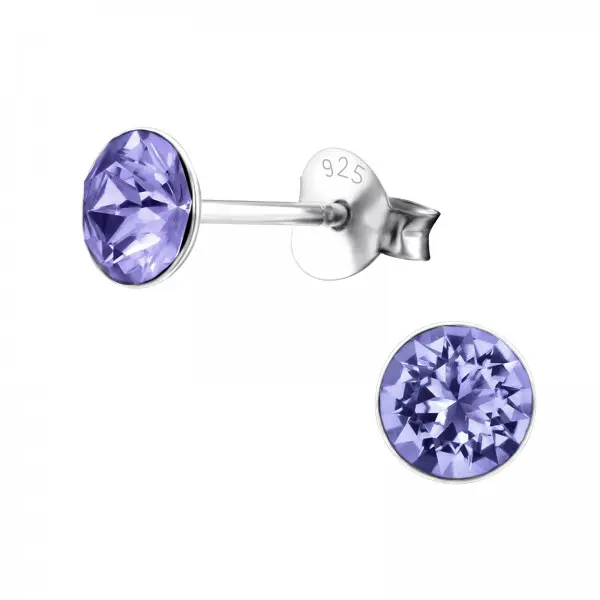 Zilveren oorknop, Tanzanite Swarovski kristal (5-8MM)