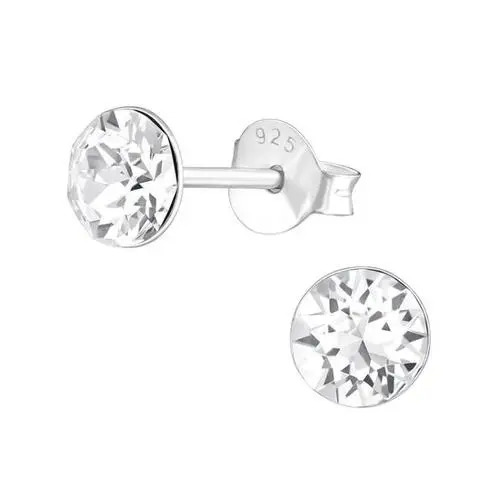Zilveren oorknop, Wit Swarovski kristal (4-10MM)