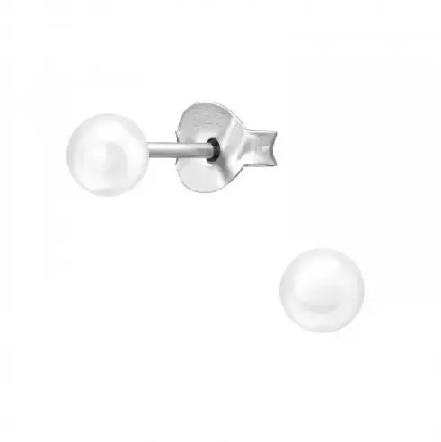 Zilveren parel oorknop, Wit (3-12MM)