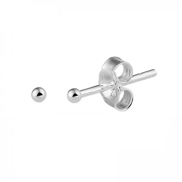 Zilveren round oorknop, Zilver (2-8MM)