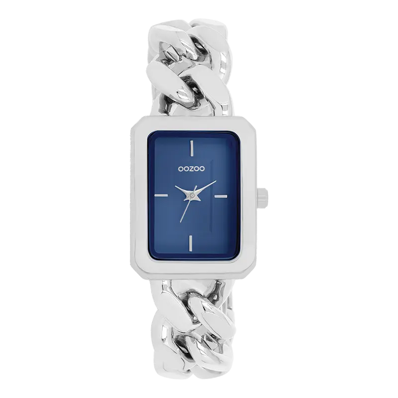 Zilverkleurige OOZOO horloge met grove schakelarmband - C11352 (24mm)