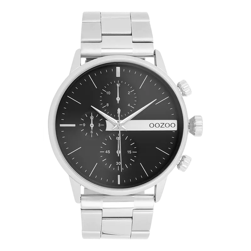 Zilverkleurige OOZOO horloge met roestvrijstalen armband - C11511 (45mm)