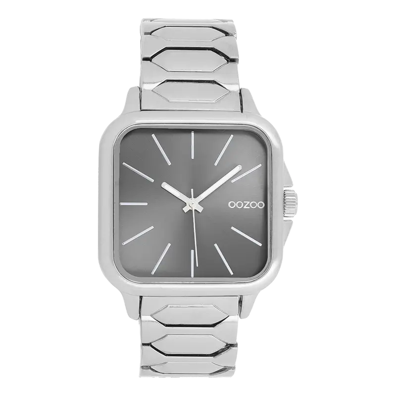Zilverkleurige OOZOO horloge met roestvrijstalen armband - C11602 (44mm)