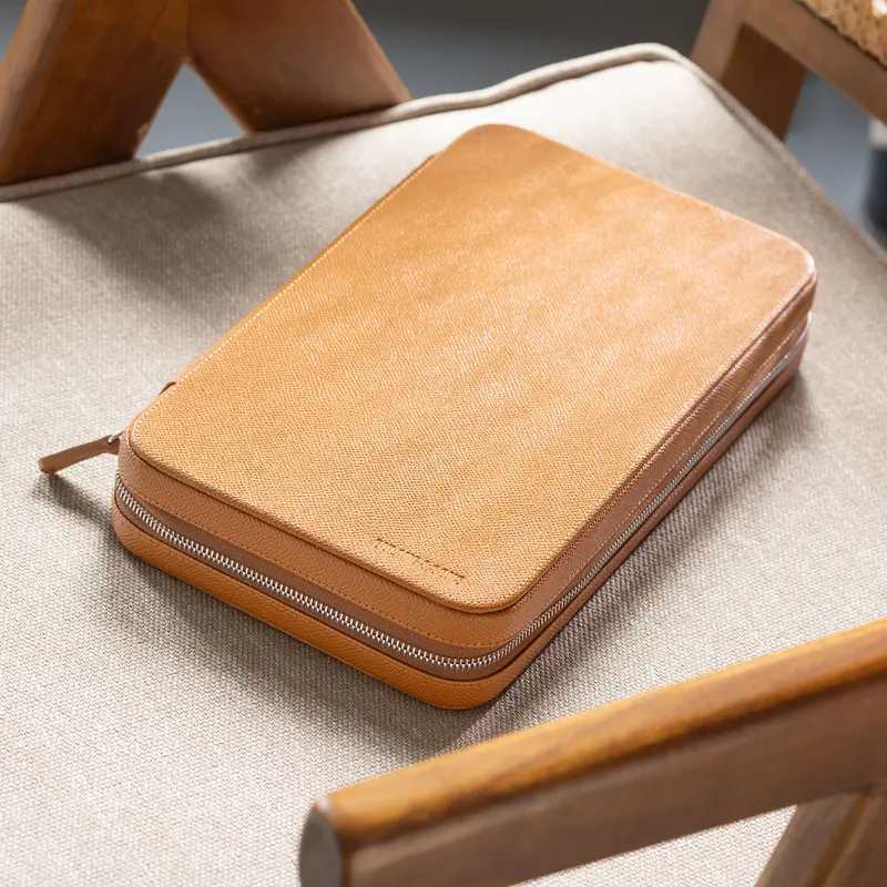 Zip Leder Uhrenmappe Cognac